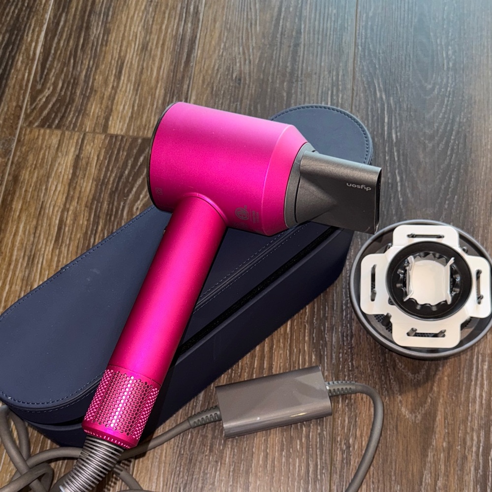 Pink Dyson Hair Dryer with Black Case